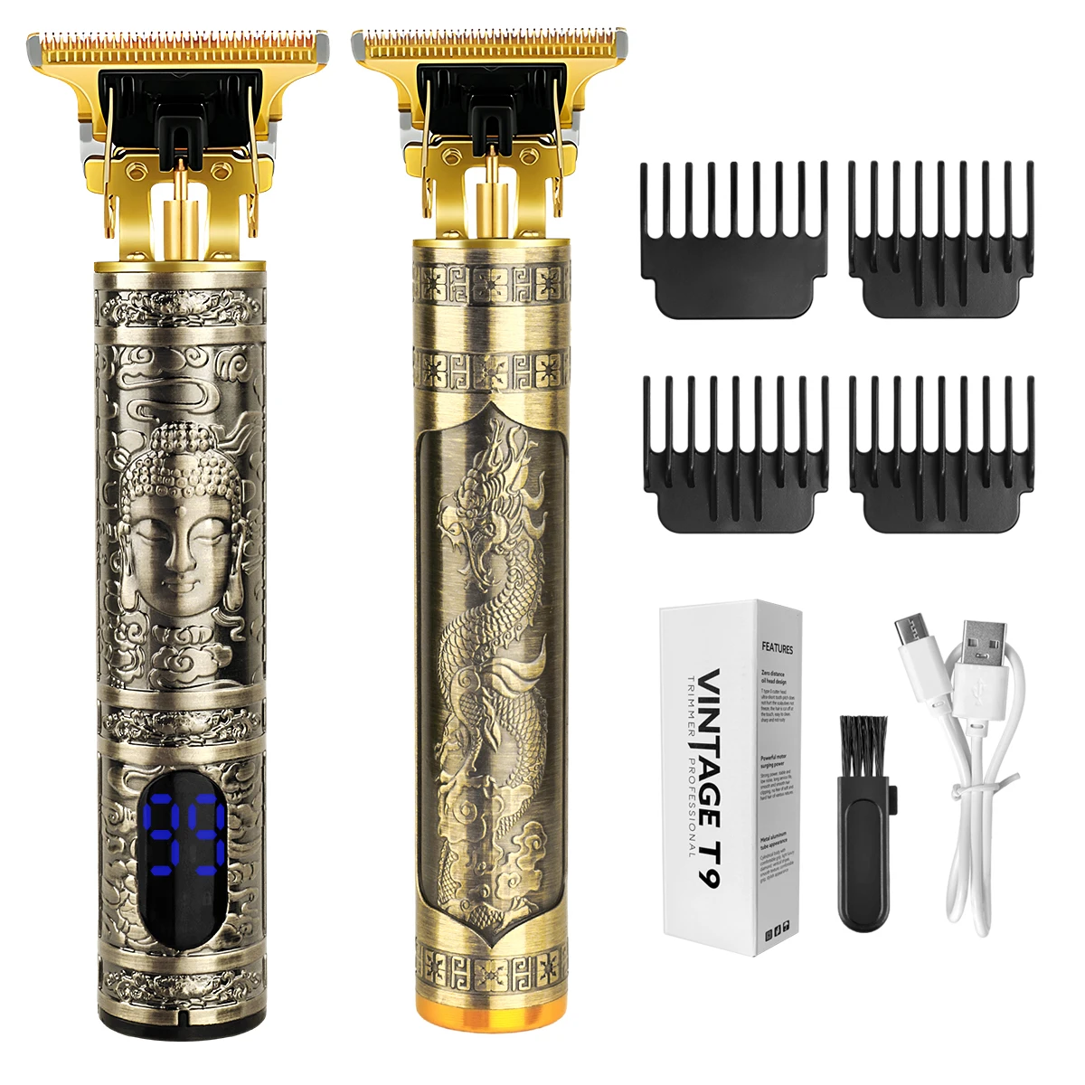 

KIKIDO Professional Men's Hair Clipper LCD Display T-Blade Trimmer Zero Gap Cordless Rechargeable Men's Trimmer T18/19