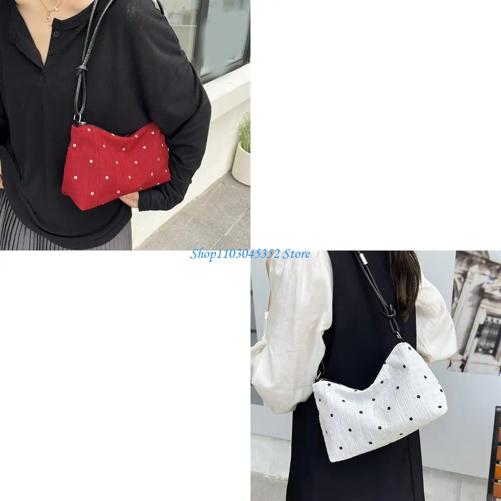 

Trendy Composite Fabric Shoulder Bag Dot Design Spacious Multi Pocket Casual Underarm Bag For Daily Commute