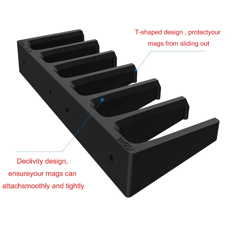 AR15 Glock G17 G19 M4 1911 Solid 6X Standard PMAG Wall Mount Magazine Rack Magazine Storage Rack for Gun Glock Airsoft Hunting