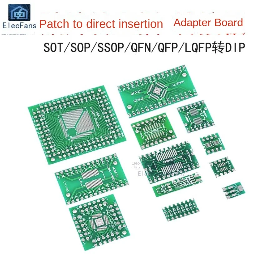 (2-10PCS)SMD to direct insertion PCB SOP8/14/16/20/24/SOT23/QFN/QFP to DIP universal adapter board