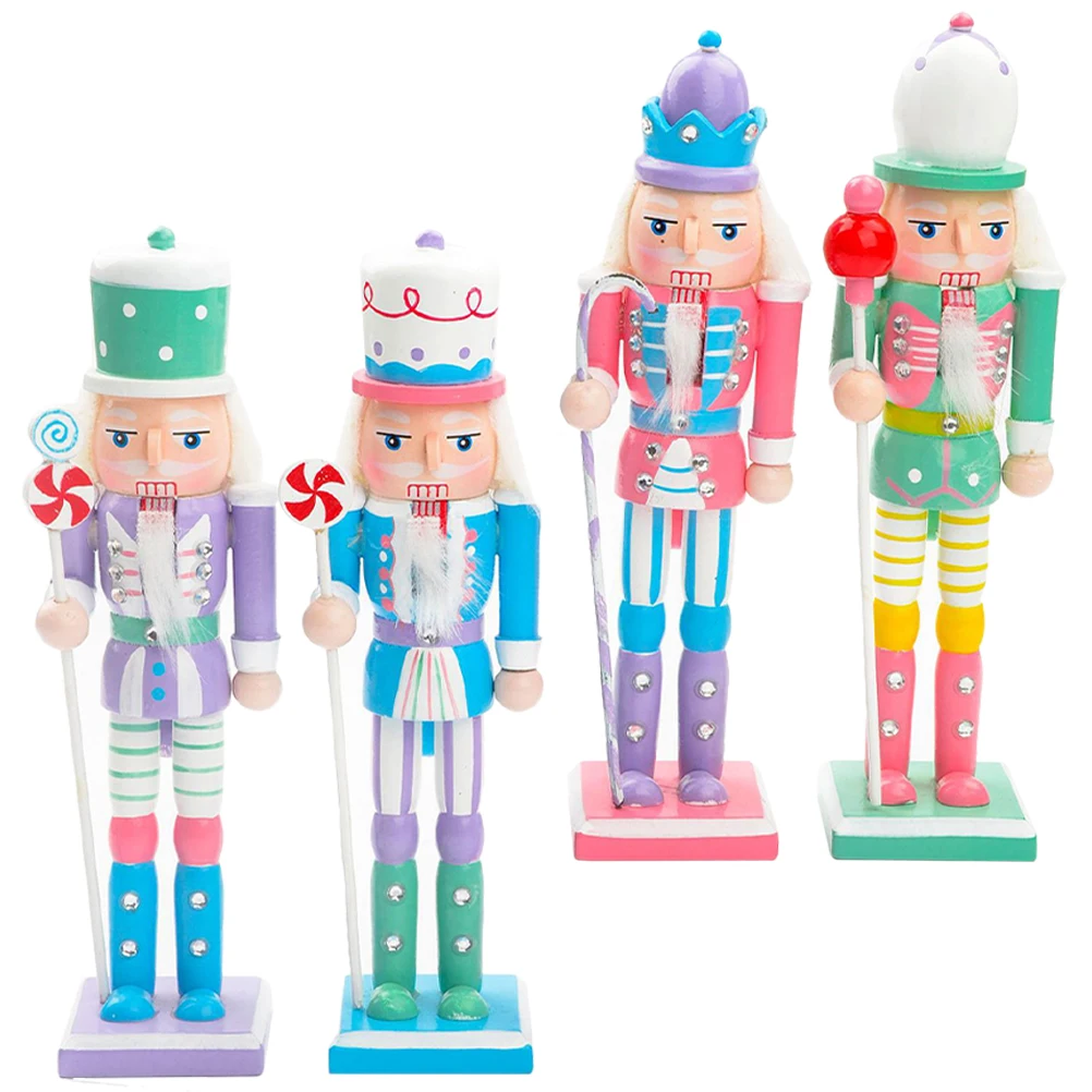 

4 Pcs Nutcracker Decoration Statue Candy Figures The Wood Nutcrackers Ornaments Soldier