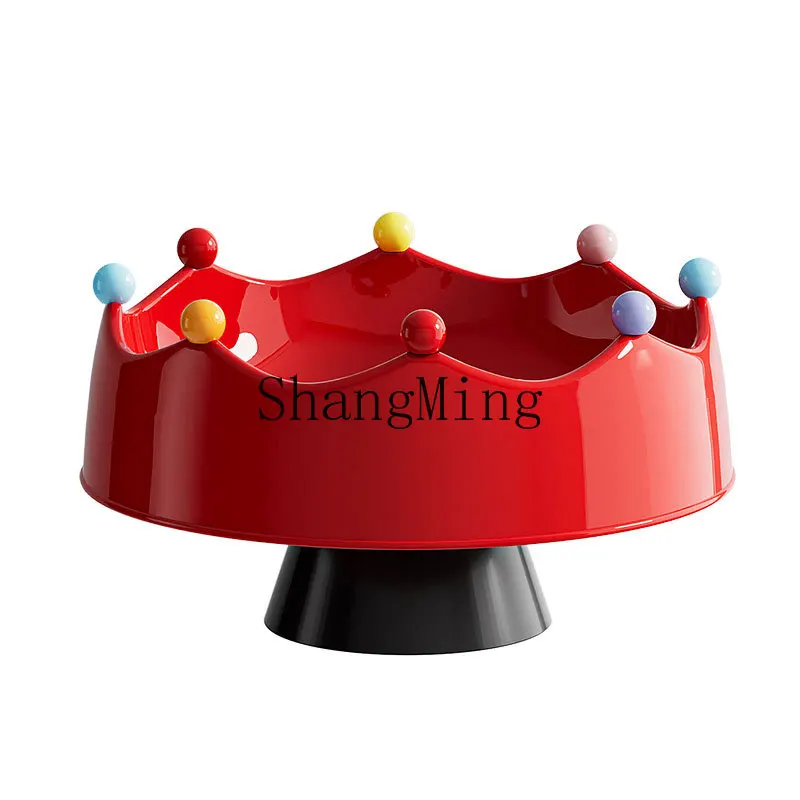 

PYH high-value crown fruit plate drain New Year's home living room snacks dried fruit plate high-footed fruit basket