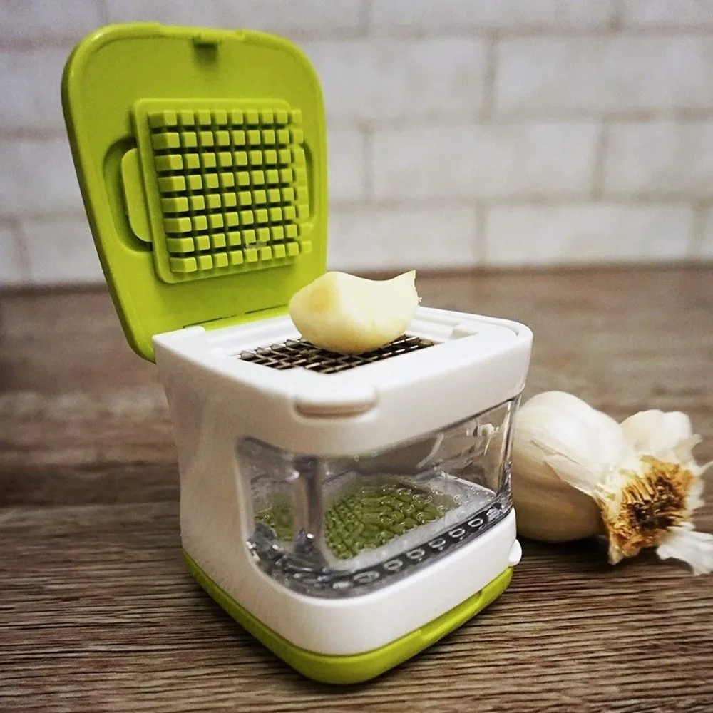 Garlic Slicer 2 in 1 Double Sided Press Garlic Masher Portable Plastic Vegetable Crusher Manual Garlic Chopper Home Use
