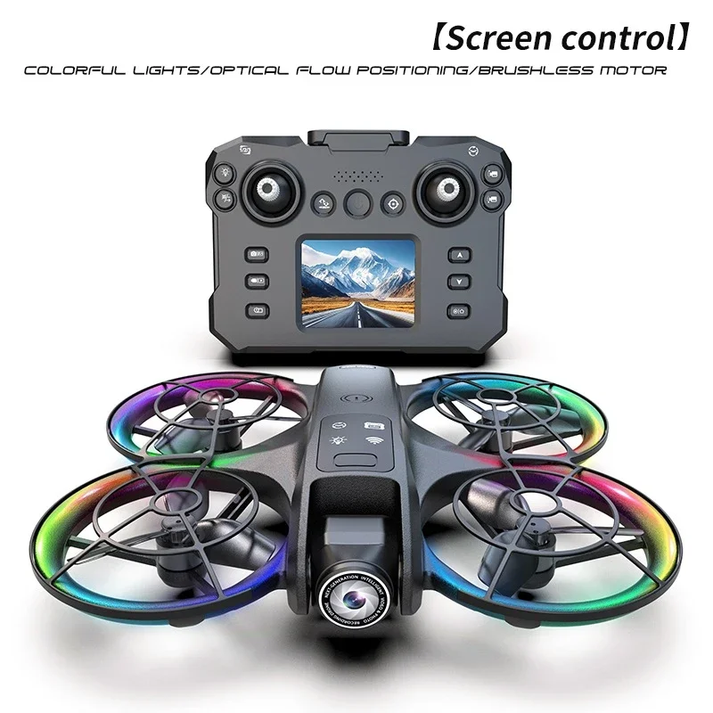 Large Screen Drone Brushless Optical Flow WIFI FPV RC Drone 8K Illumination Full Protect 5.9in Screen Remote Control Quadcopter