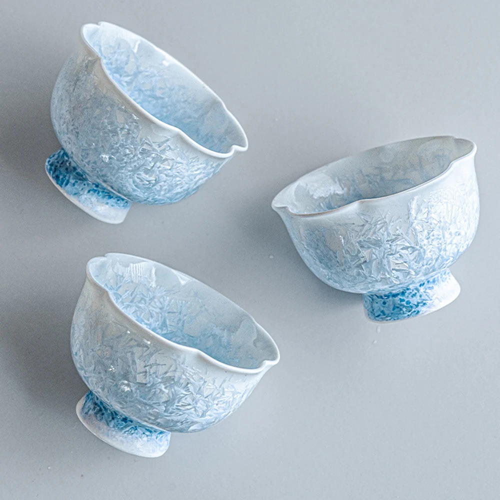 

Печь-трансформерная кристаллическая глазурь, ледяной кристалл, синий цветок, чашка для рта, чашка для чая, одна чашка, керамическая чашка для чая, кунг-фу, чайная чашка