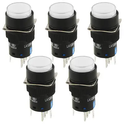 

5-контактные клеммы, белая лампа с фиксацией, круглый кнопочный переключатель, 24 В постоянного тока