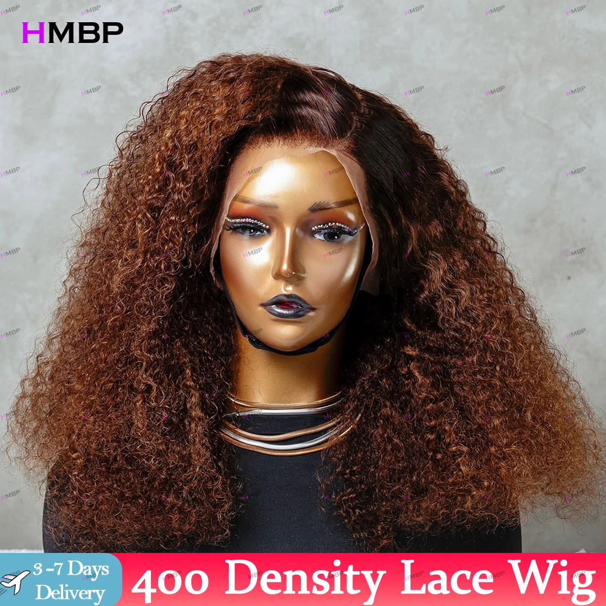 

Glueless Wigs 400 Density Afro Kinky Curly 360 HD Lace Frontal Wig Human Hair Brown Brazilian Hair Lace Front Wig For Women HMBP