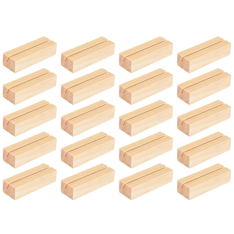 20 Pieces Wood Place Card Holders, Wooden Table Number Holder Memo Stand Clamps Stand Card-A07G