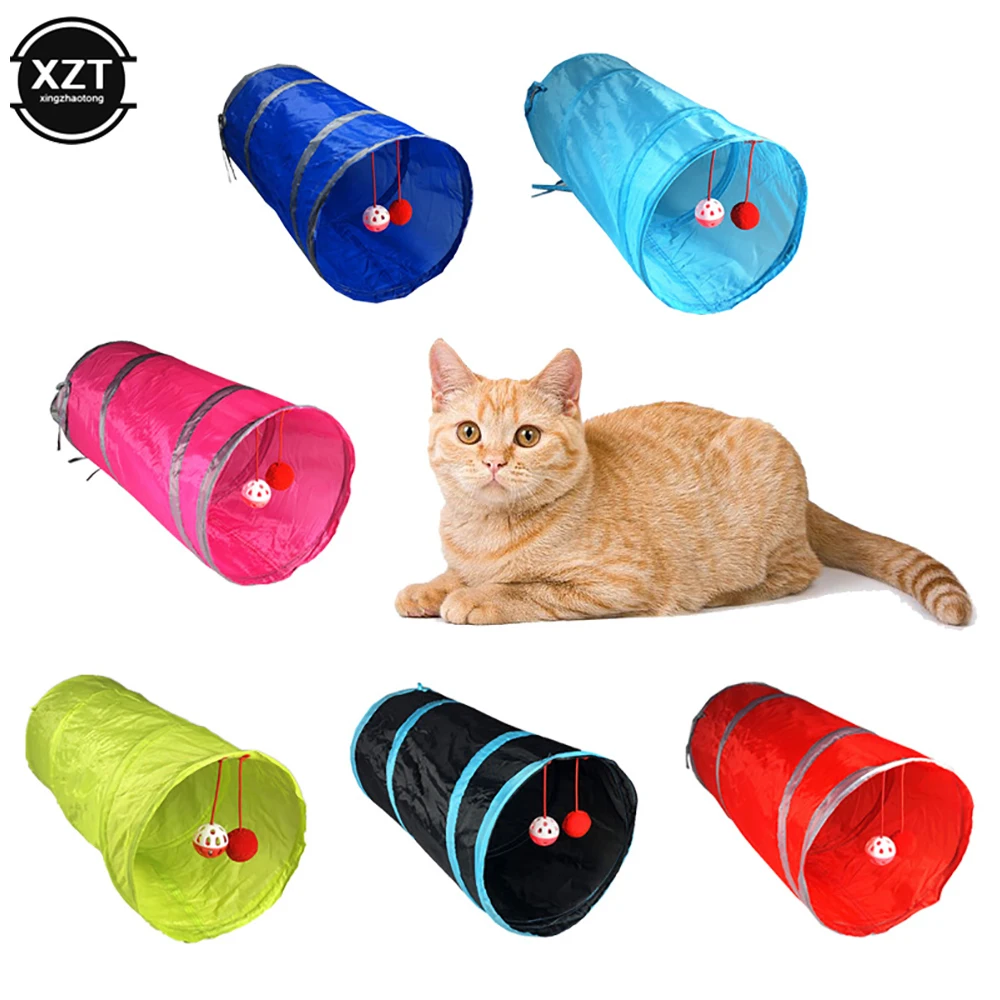 2 Holes Cat Tunnel Toy Funny Pet Play Tubes Balls Collapsible Crinkle Kitten Toys Puppy Ferrets Rabbit Play Dog Channel Tubes