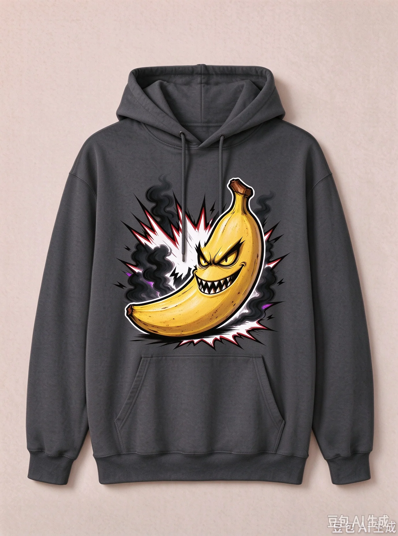 Unisex Evil Banana Graphic Hoodie Men Women Funny Cartoon Print Long Sleeve Hooded Sweatshirt Gothic Streetwear Loose Casual