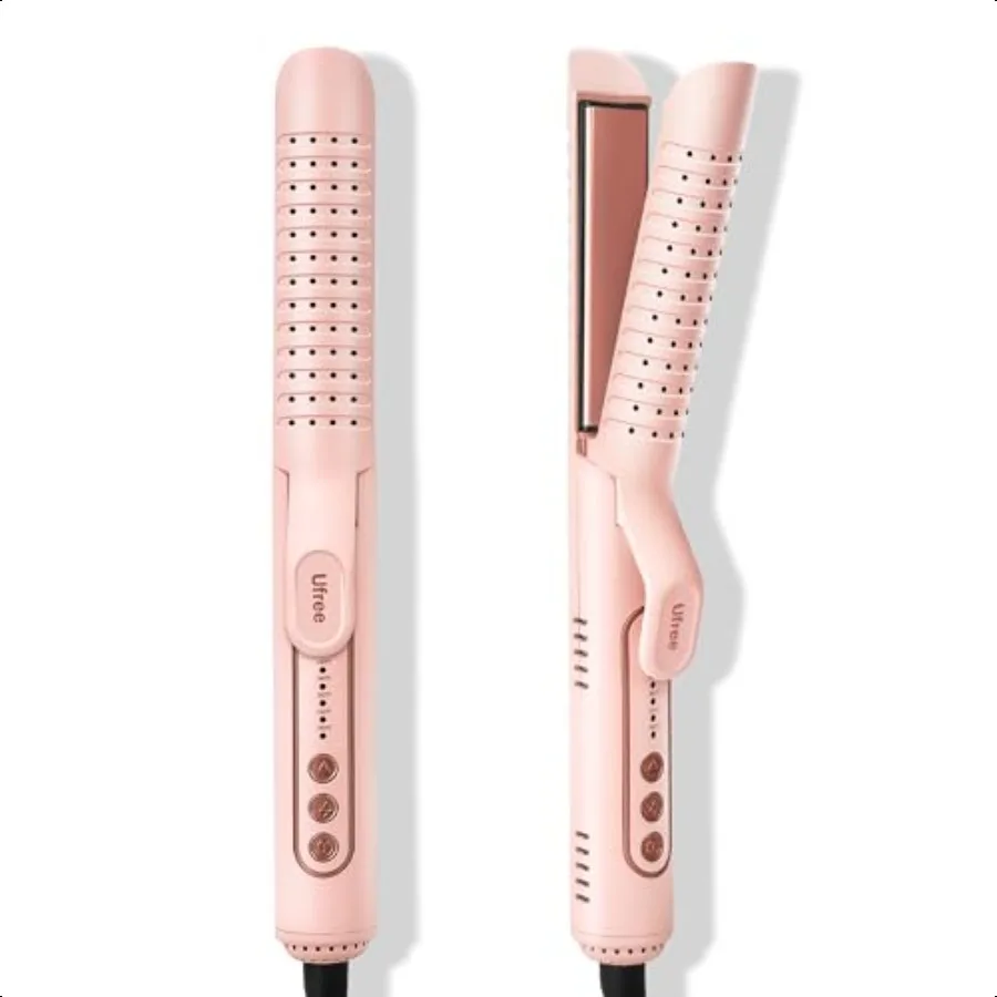 

Airflow Curling Iron 360 Cool 2 in 1 Flat Iron Hair Straightener Curler for Lasting Curls 1.25 Inch Curling Wand 5 Temps for Lo