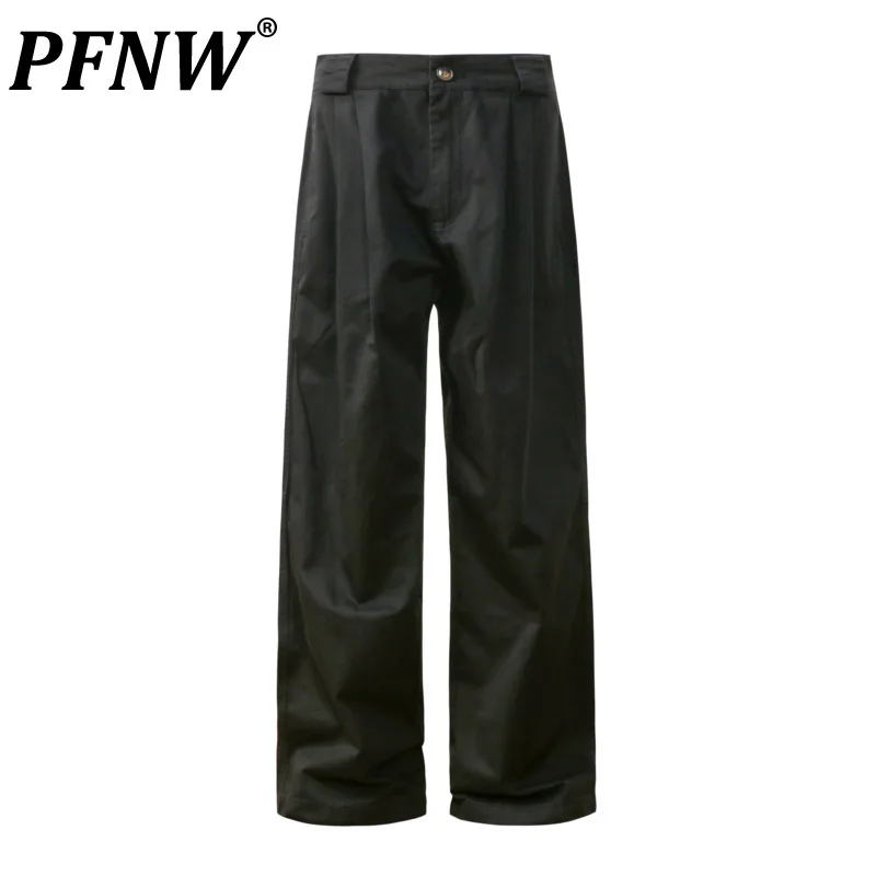 

PFNW Cargo Pants Men Solid Color Straight Casual Wide Leg Versatile Trousers Casual 2024 Summer Stylish Male Clothing 28W3819