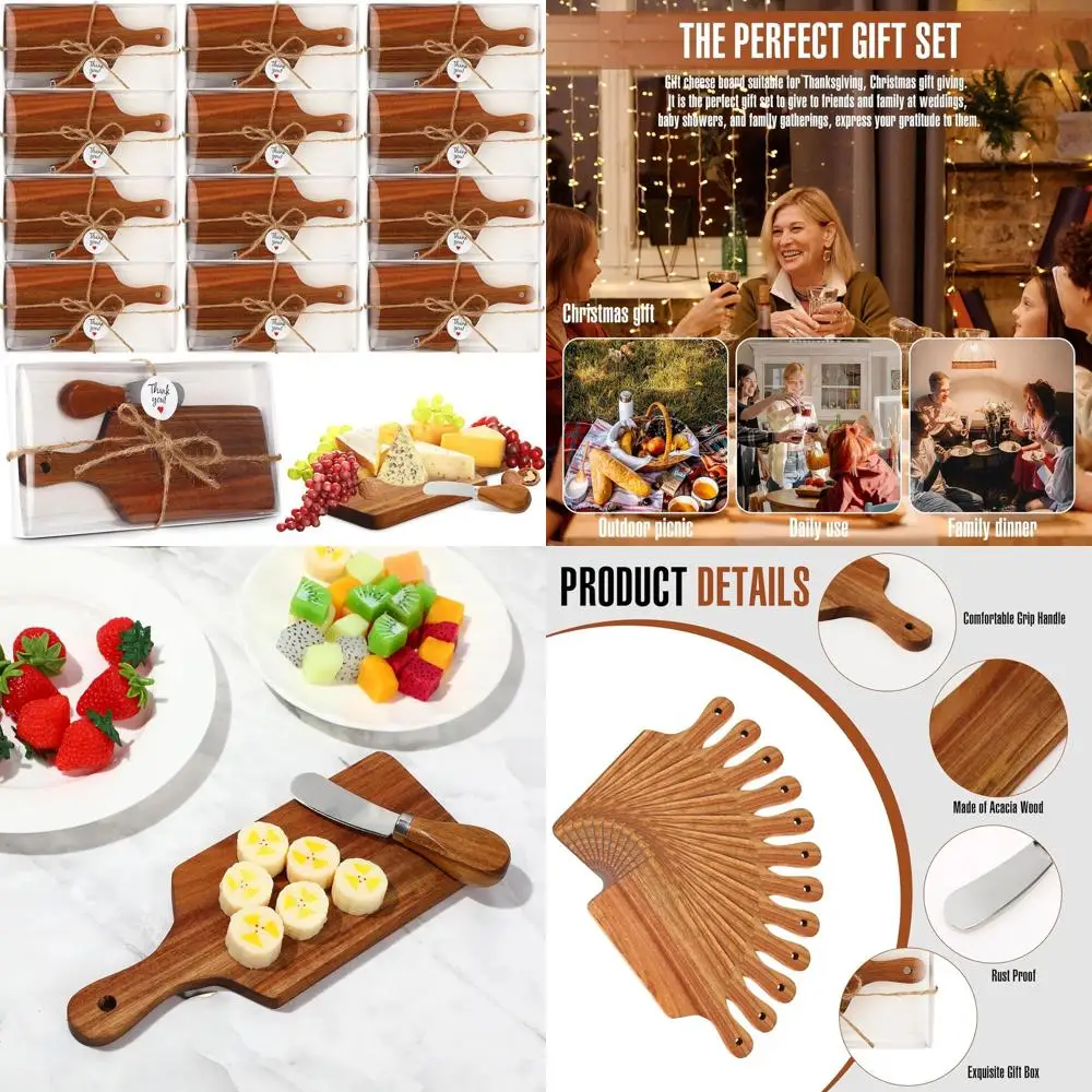 

Acacia Wood Mini Charcuterie Board Set with Knife, Perfect for Bridal Shower, Baby Shower, Christmas, and Wedding Party Gifts