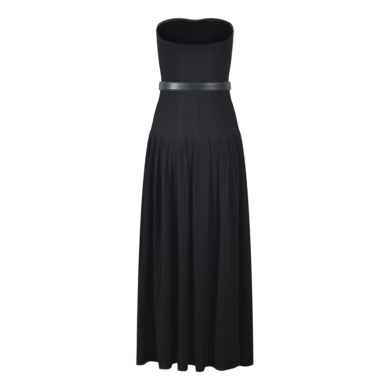 ZJYT Spring Summer Strapless Long Knitting Sweater Dresses for Women 2026 Fashion Elegant Sexy Party Dress Black Vestidos Female