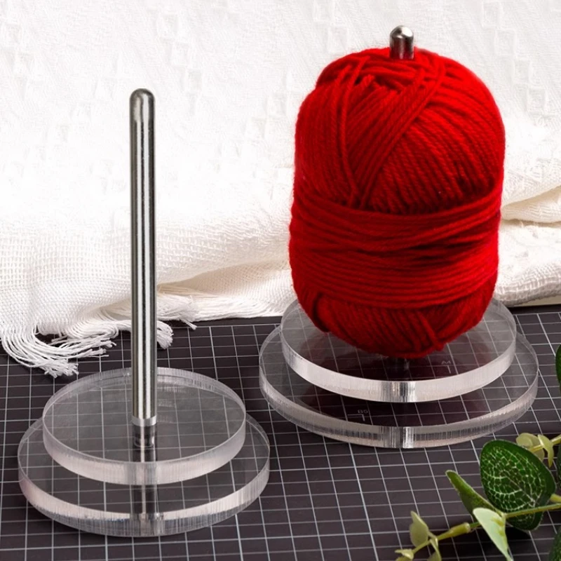 Acrylic Yarn Cake Holder Rotating Handmade Crt Tool Storage Organizer Cylindrical Stand Spinning Axis Tidy up Household