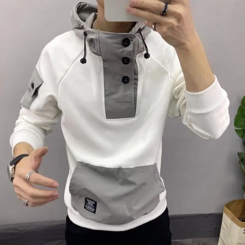 Spring and Autumn New Trendy Men's Casual Sweatshirt Hoodie Versatile Pullover Thin Slim Fit Coat