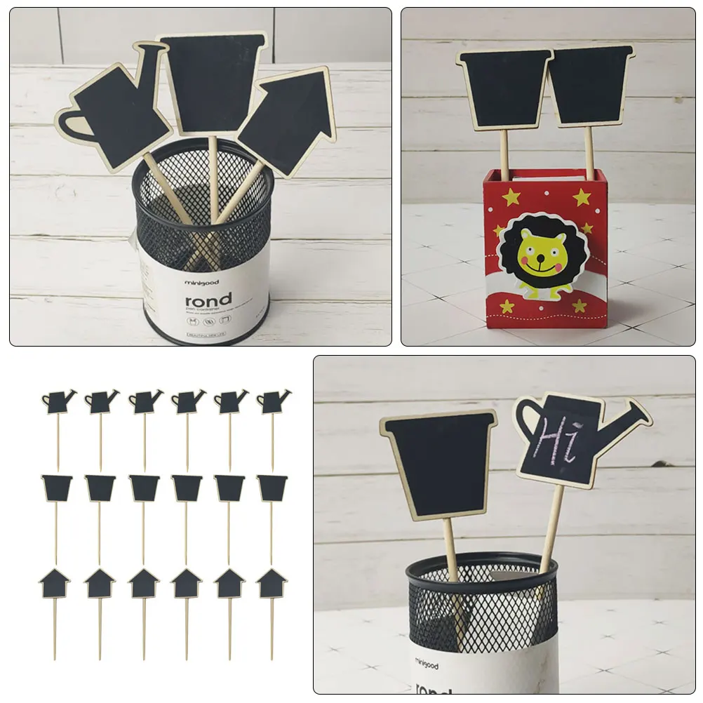 30 pcs Plant Signs Mini Chalkboards Wood Topper Decorative Craft Reusable Garden Label Planter Markers