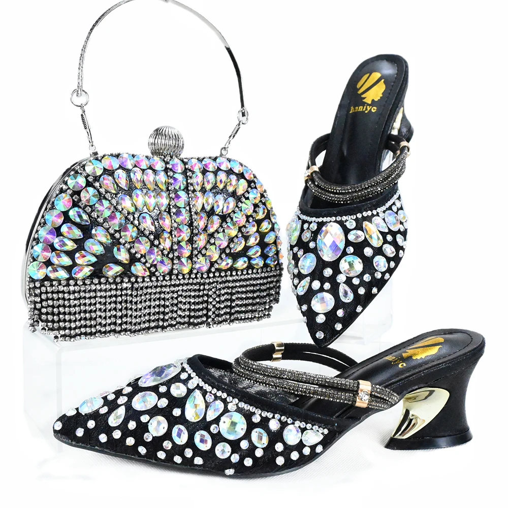 

Doershow Italian Shoes And Bag Sets For Evening Party With Stones Italian Leather Handbags Match Bags! HJK1-8