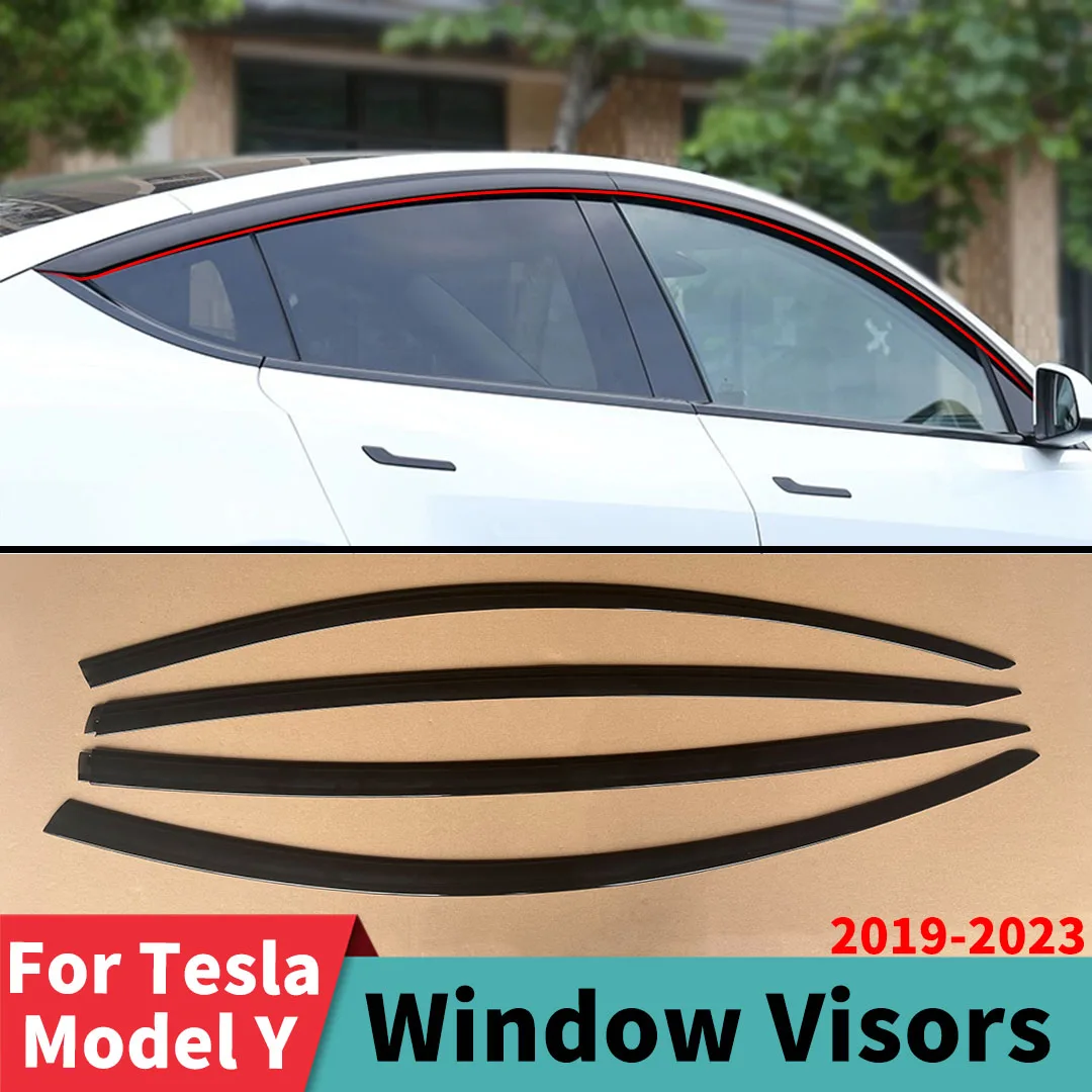 For Tesla Model Y 2019-2023 Accessories Car Styling Tuning Wide Body Kit 4PCS Window Visors Shade Wind Deflector Rain Guard Brow