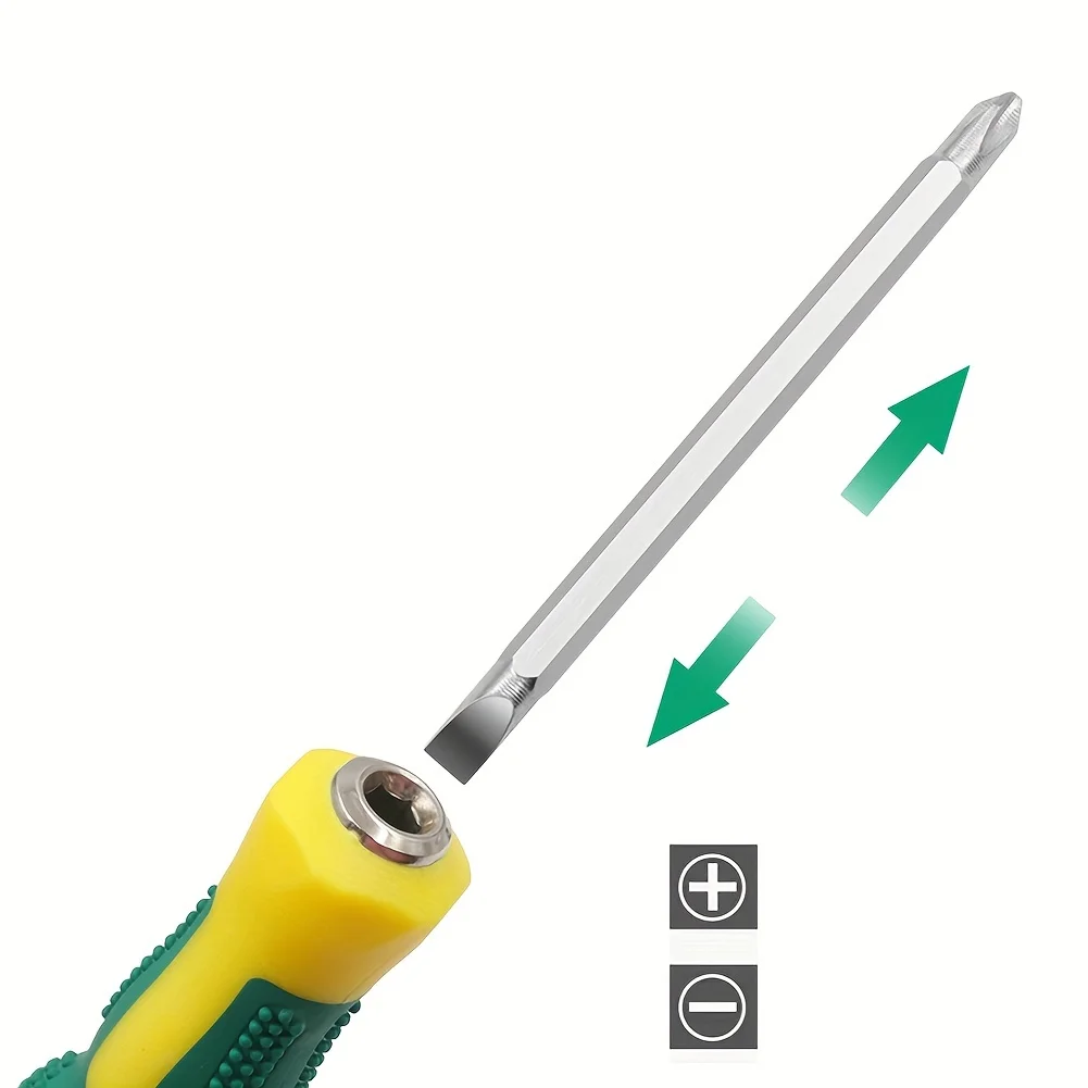 Double Use Screwdriver Removable Hand Tool Slotted Phillips Screw Driver Impact Double Head PH2 Dual Interchangeable