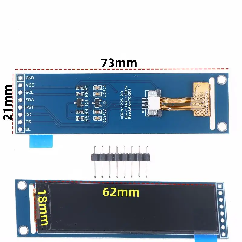 New 1 Set 76*284 Module LCD Full View SPI Color Screen 2.25-inch TFT LCD ST7789 Small Screen DIY Accessories