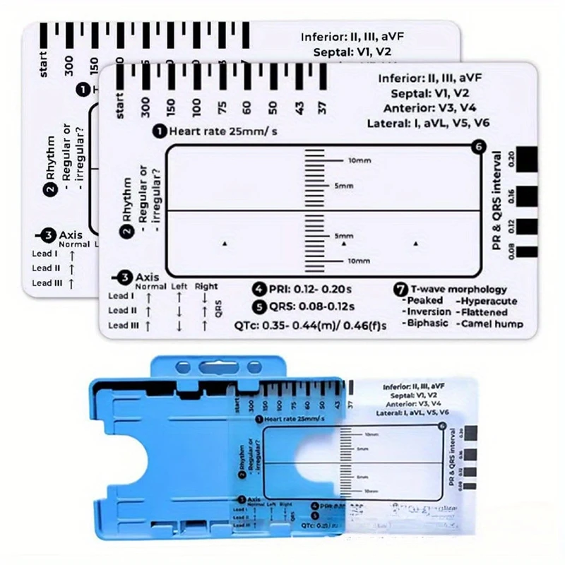 7 Step Ruler, Ruler Plastic Ruler Measuring Tool, 7 Step Ruler For Interpretation, Transparent EKG Calipers Measuring Tool