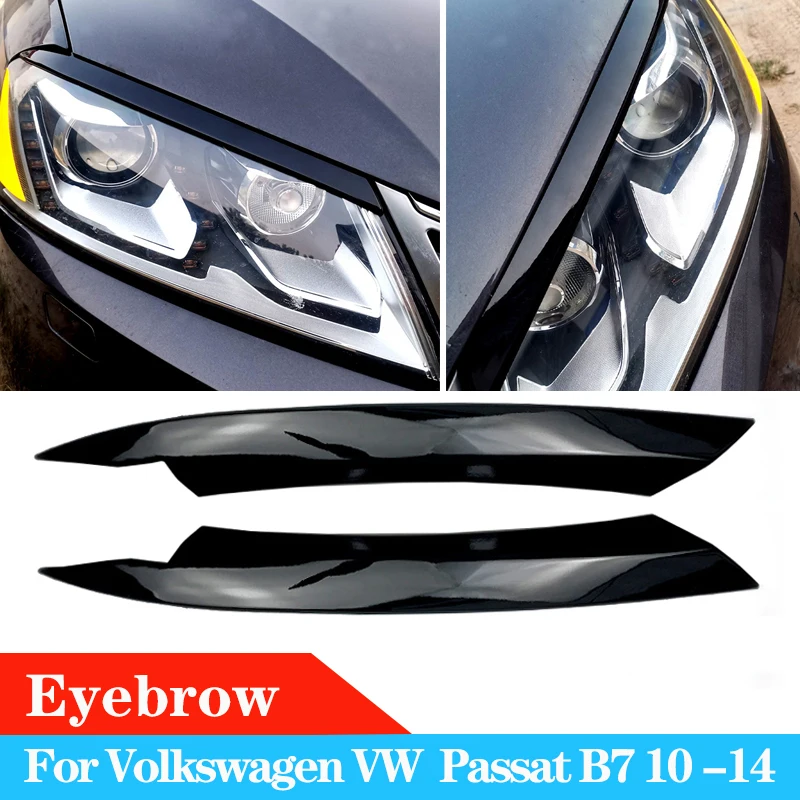 

Car Front Headlight Eyebrow Eyelid Lamp Light Eyebrows Sticker Cover Auto ABS Accessories For Volkswagen VW Passat B7 2010 -2014