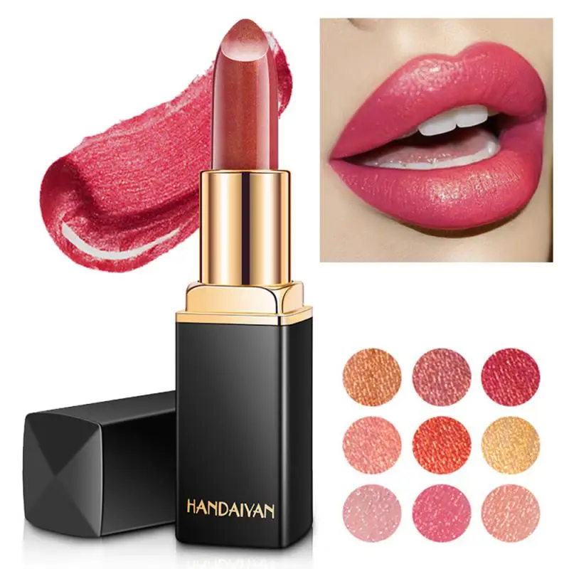 Brand Professional Lips Makeup Waterproof Shimmer Long Lasting Pigment Nude Pink Mermaid Shimmer Lipstick Luxury Makeup Cosmetic