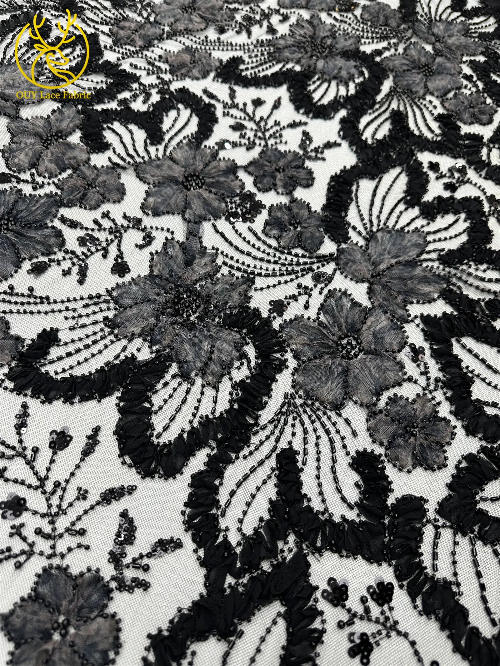 Neuester nigerianischer Perlen-3D-Spitzenstoff, 2026 hochwertiger afrikanischer Pailletten-Spitzenstoff, geeignet für Hochzeitskleid-Nähmaterial