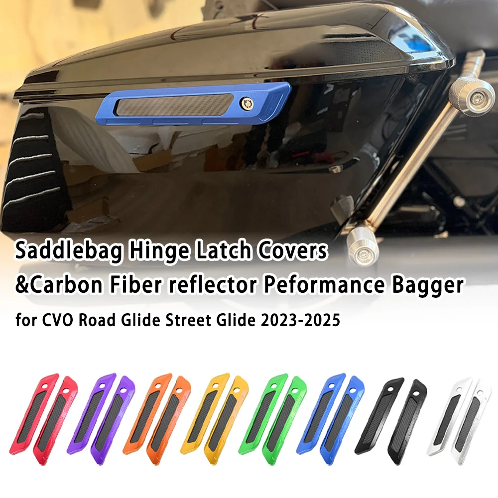 Motorcycle Saddlebag Hinge Latch Covers&Carbon Fiber Reflector Peformance Bagger for CVO Road Glide Sstreet Glide 2023-2025