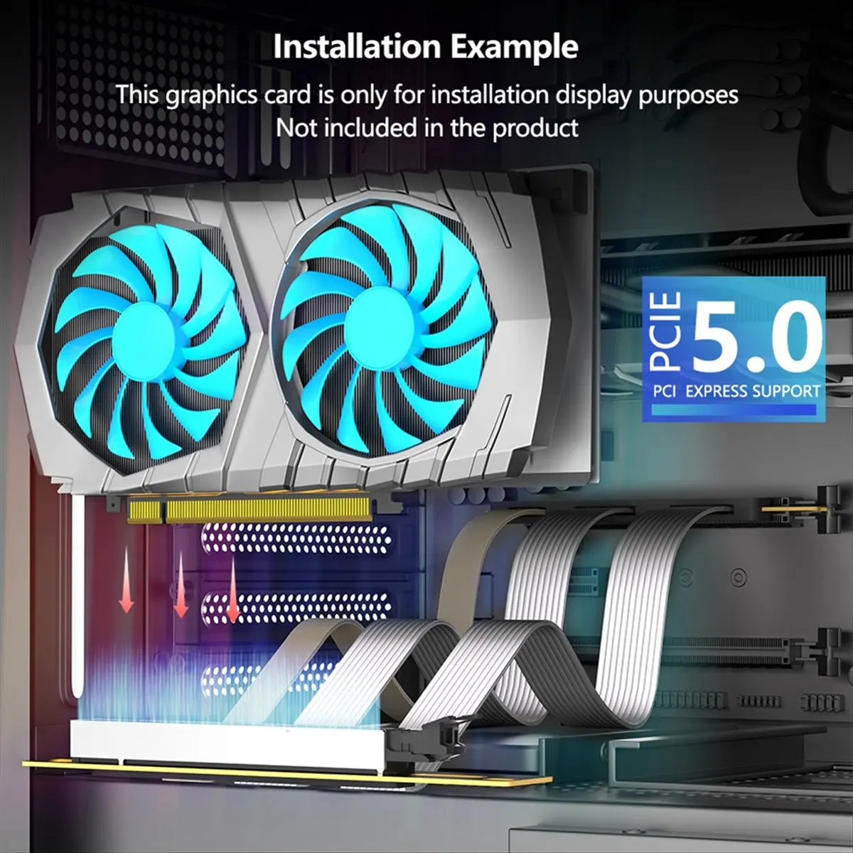 สายเคเบิลขยาย PCI-E 5.0 16X PCIe 5.0 ติดตั้งแนวตั้ง 90 องศา สำหรับคอมพิวเตอร์ตั้งโต๊ะ