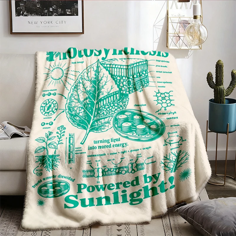 Vintage Photosynthesis Flannel Blanket, Botany Biology Flannel Throw, Plant Science Teacher Gift