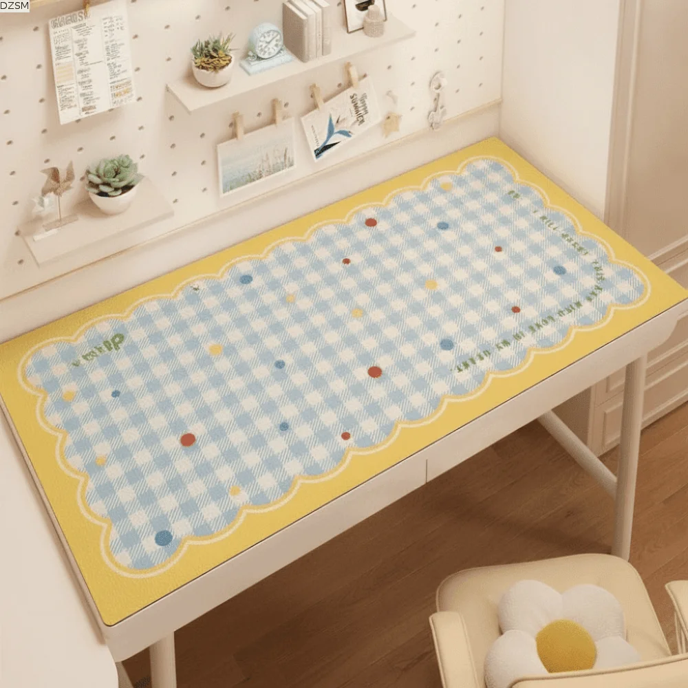 Writing Pad Gingham Cartoon Desk Mat Large Waterproof Keyboard Mat Thick Wavy Table Protector School