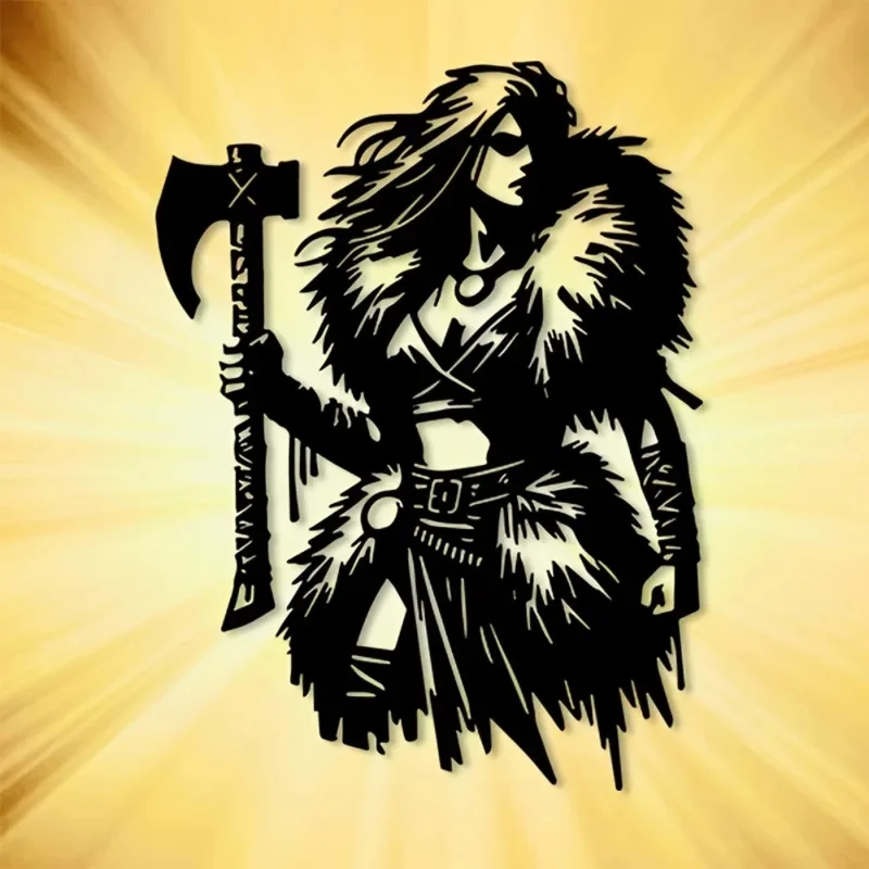 1pc Viking Goddess Metal Wall Art, Norse Mythology Decor, Rustic Viking Female Statue Mural, 1pc