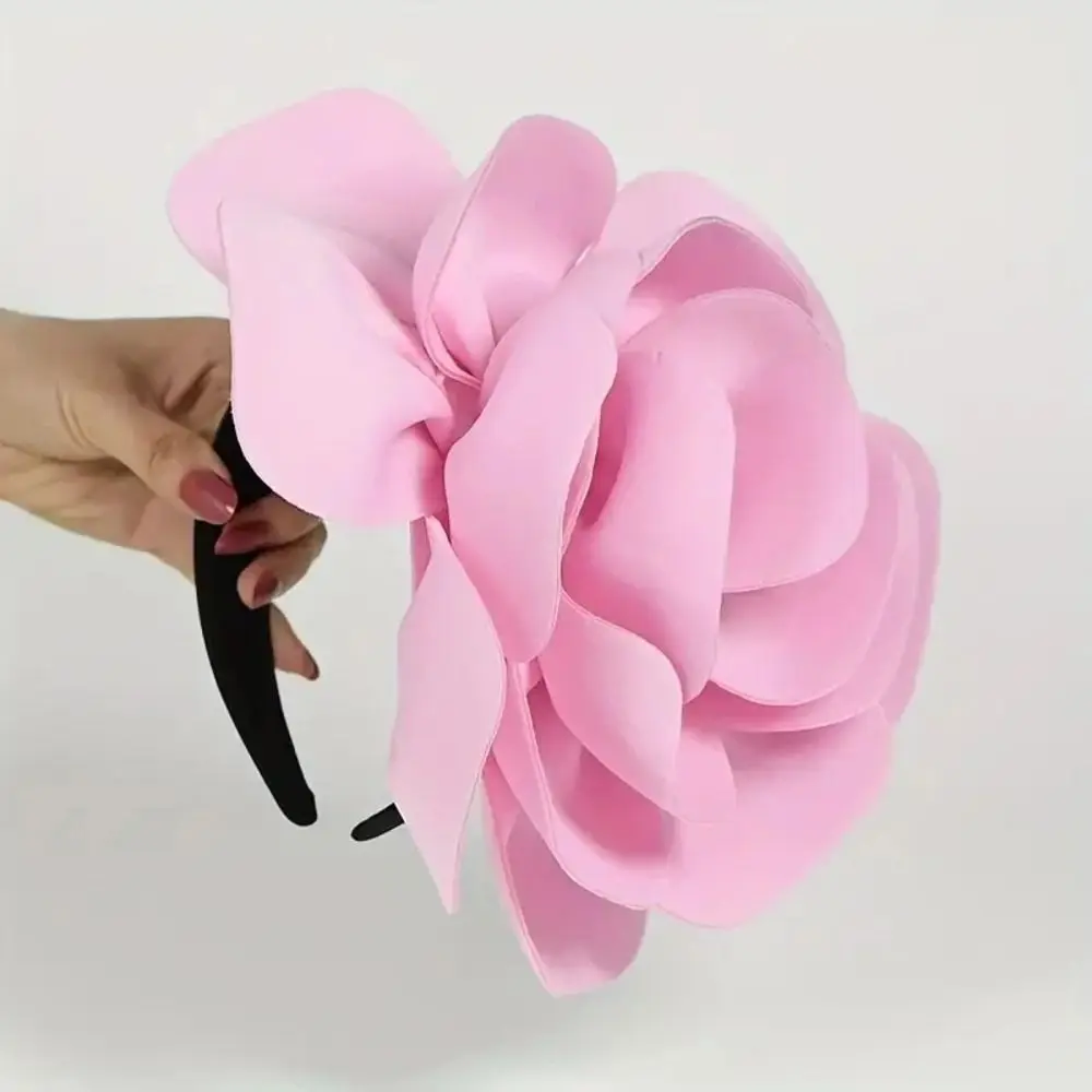

Exquisite Large Rose Flower Headband Sweet Elegant Oversized Flower Headpiece Top Hat Formal Hat Masquerade Hair Band