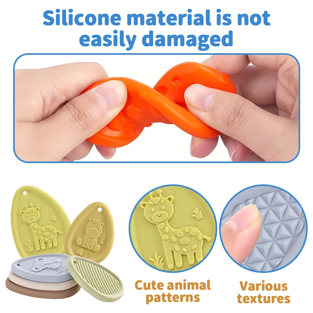 6 Pack Silicone Sensory Fidget Stones | Soft Textured Worry Stones for Kids & Adults Anxiety Relief, Autism & ADHD Calming Toy