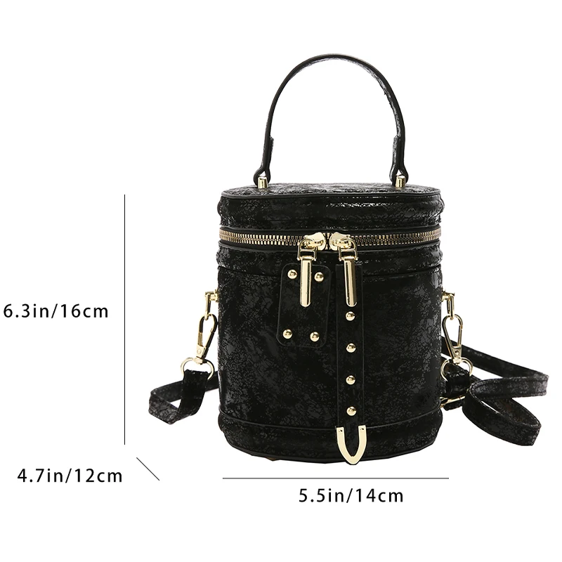 2024 New PU Bucket Bag Wine Bucket Shaped Women\'s Backpack Storage Bag Handheld Bag Fashionable and Popular Popular