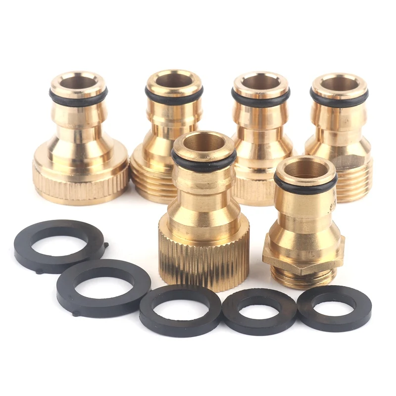 2pcs Brass Garden Water Connectors Hose Connector Kitchen Water Tap Adaptor Car Wash Water Gun Fast Joints Fittings With Washer