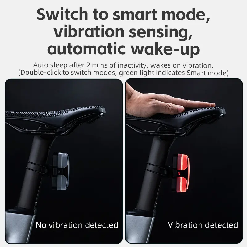 ROCKBROS Cycling Tail Light Intelligent Brake Safer Bicycle Rear Light Five Lighting Modes Vibration Detected Bike Accessories - 4