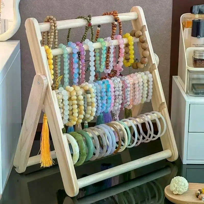 Wooden Headband Storage Rack Display Stand 2 Layer Home Use Hair Accessories Jewelry Headwear Exhibition Rack Jewelry Storage