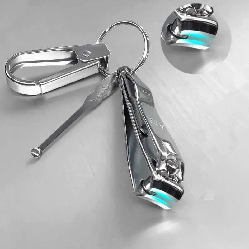 Multifunctional Metal Nail Clippers Keychain Nail Tools With Ear Pick Stainless Steel Key Personality Pendant Toenail Universal