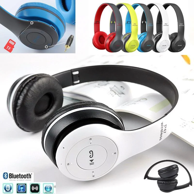 P47 Headphones Wireless Bluetooth 5.0 Heavy Bass Stereo Folding Auriculares with Mic Support TF SD Card The Best Christmas Gift