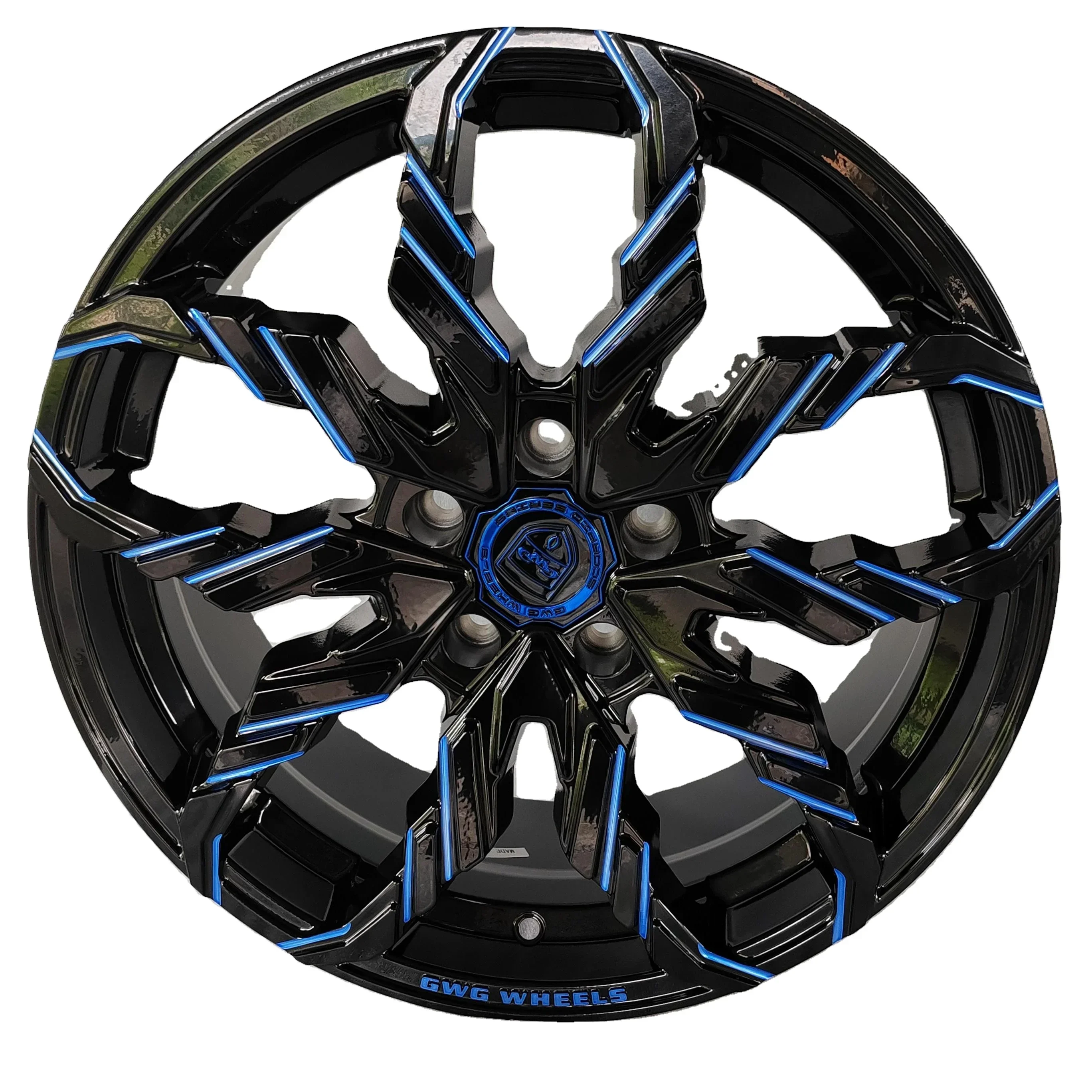 SYAC Offroad Wheel Rims 18 Inch Offset 35 Passenger Car WheelsBlack With Blue 5x114.3 Aluminum Alloy Wheels