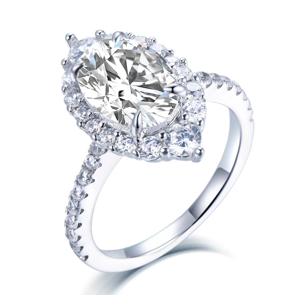 

Jewelry Customized Factory Price Marquise Halo Wedding Silver Rings