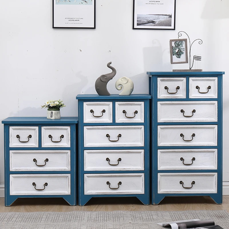 Table Frêne Rétro en Bois Massif, Armoire Latérale à Cinq Seaux, Cabine à Tiroirs, Salon Moderne et Simple, Chambre de Championnat, Américain Long, 50cm