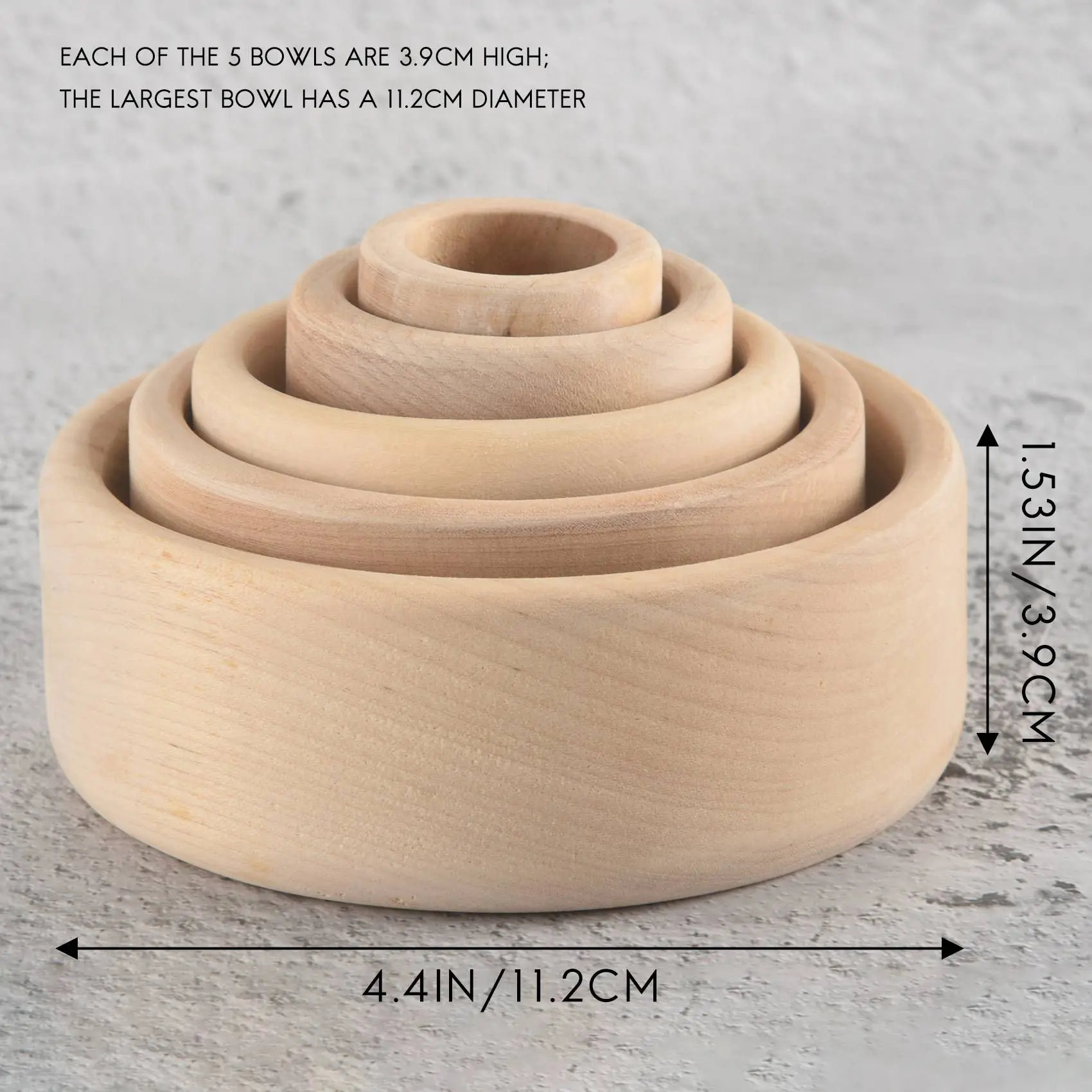 B78B-Baby Wooden Building Blocks Stacking Cup Game Children's Creative Bowl Kids Early Educational Cognitive