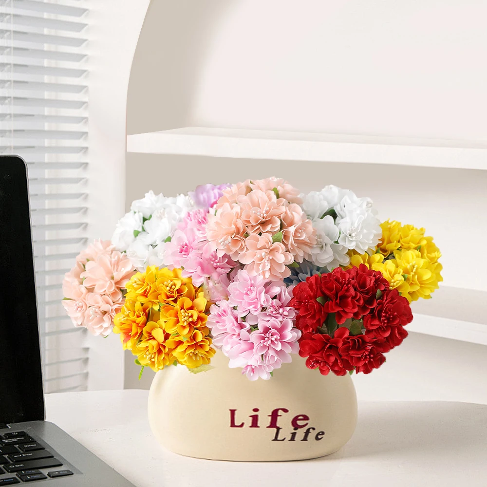 1/2 قطعة الزهور الاصطناعية القرنفل 11 سنتيمتر ورد صناعي للمنزل ديكور الزفاف الديكور العروس الحرفية الهدايا إكليل اكسسوارات #4