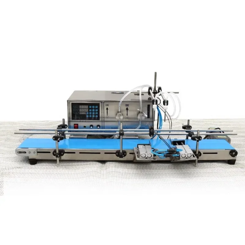 

Yintai double-head magnetic pump assembly line filling machine, automatic corrosion-resistant liquid conveyor belt filling machi