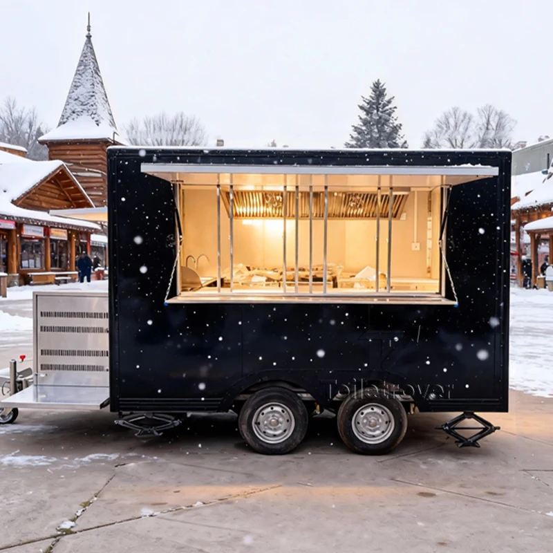 

Hot Sales Fancy Food Trailer Creperie Cheese Ice Cream Waffle Dessert Pancake Donut Mobile Food Truck with Full Kitchen