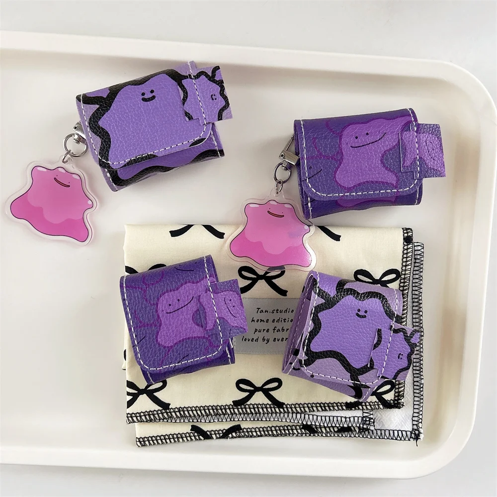 

Pokemons Ditto Leather Pendant Toy Earphone Case for Apple AirPods 1 2 3 4 Pro Pro 2nd Pro2 POKEMONS silicone Bluetooth Cover